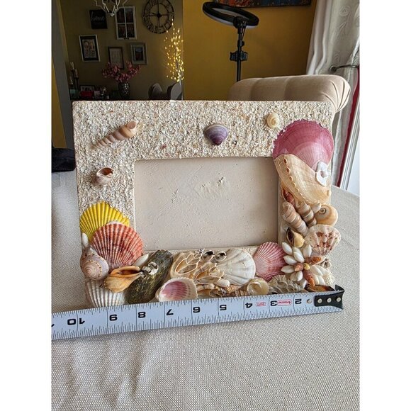 Handcrafted Seashell & Sand Picture Frame With Coastal Design - Picture 3 of 9